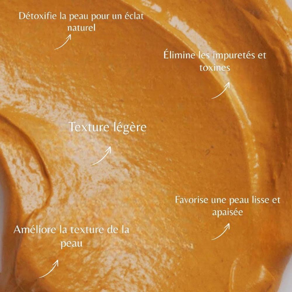 vertus du masque à l'argile et au curcuma de Povi skin & beauty